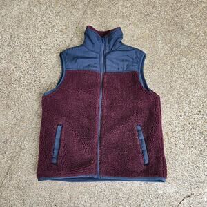 Vtg 90s GAP Multicolor Colorblock Two Tone Outdoors Deep Pile Fleece Vest L